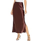 Haoohu Womens Satin High Waist Elastic Midi Skirt Cocktail Party Wedding Elegant Long Skirt