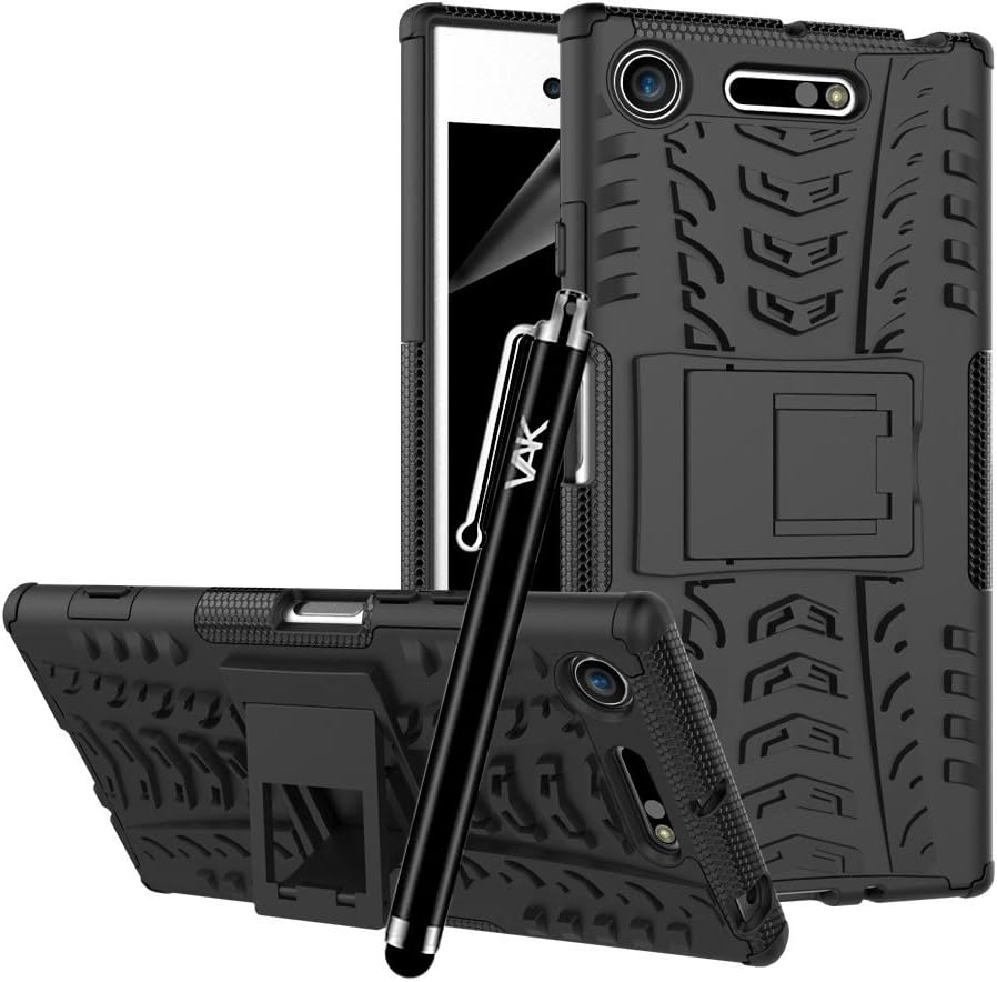SONY Xperia XZ1 Phone Case Hybrid Rugged Armor Shockproof Kickstand Back Protective Cover For Experia XZ1 (Black)