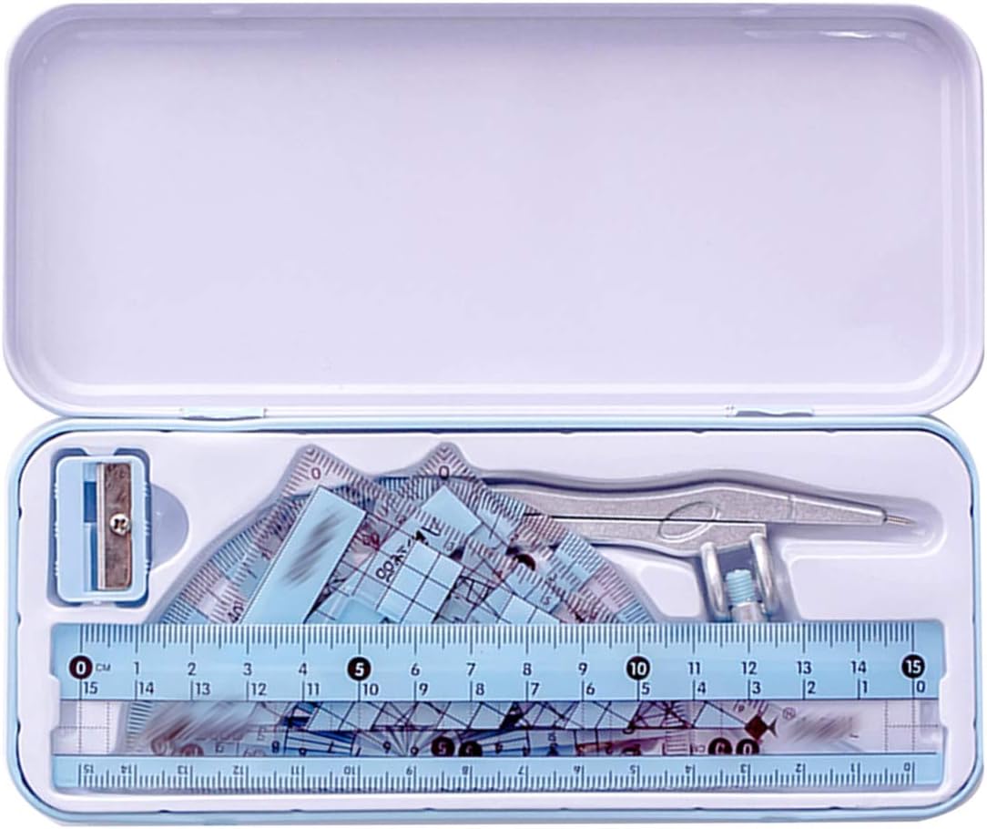 Adela 8 Pieces Student Math Geometry Tool Set Drawing Compass (R-Blue)