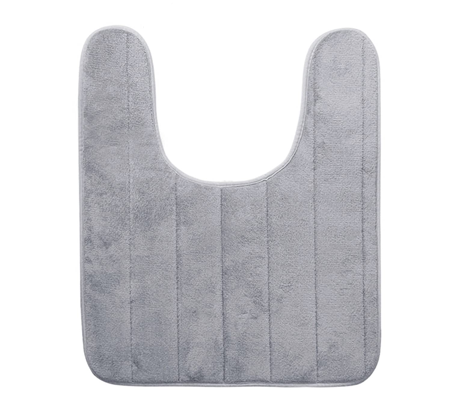 BIKHYY Memory Foam Bathroom Mat 1 Piece Non Slip Bathtub and Toilet Pedestal Mats with Water Absorbent for Bathroom Memory Foam Bath Mat 50 x 60 cm (U-Light Grey)