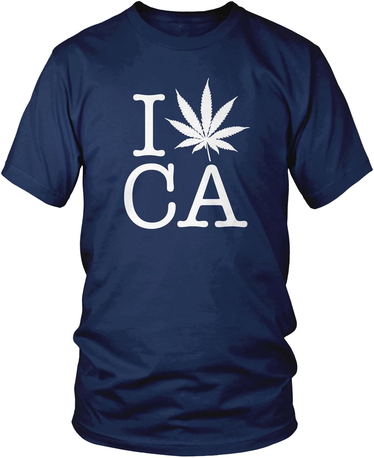 Amdesco Men's I Love CA, Pot Leaf Cali Weed T-Shirt