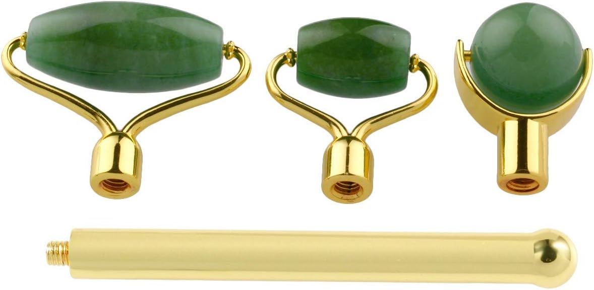 mookaitedecor Natural Green Aventurine Crystal Roller for Face 3 in 1 - Image 3