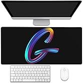 KOAIWPAE Desk Mat, Colorful Letter G Extended Gaming Mouse Pad Large, 35.4"x15.7" Big Mouse Pad with Non-Slip Base and Stitched Edge, Long Computer Keyboard Mouse Mat for Home Office Work