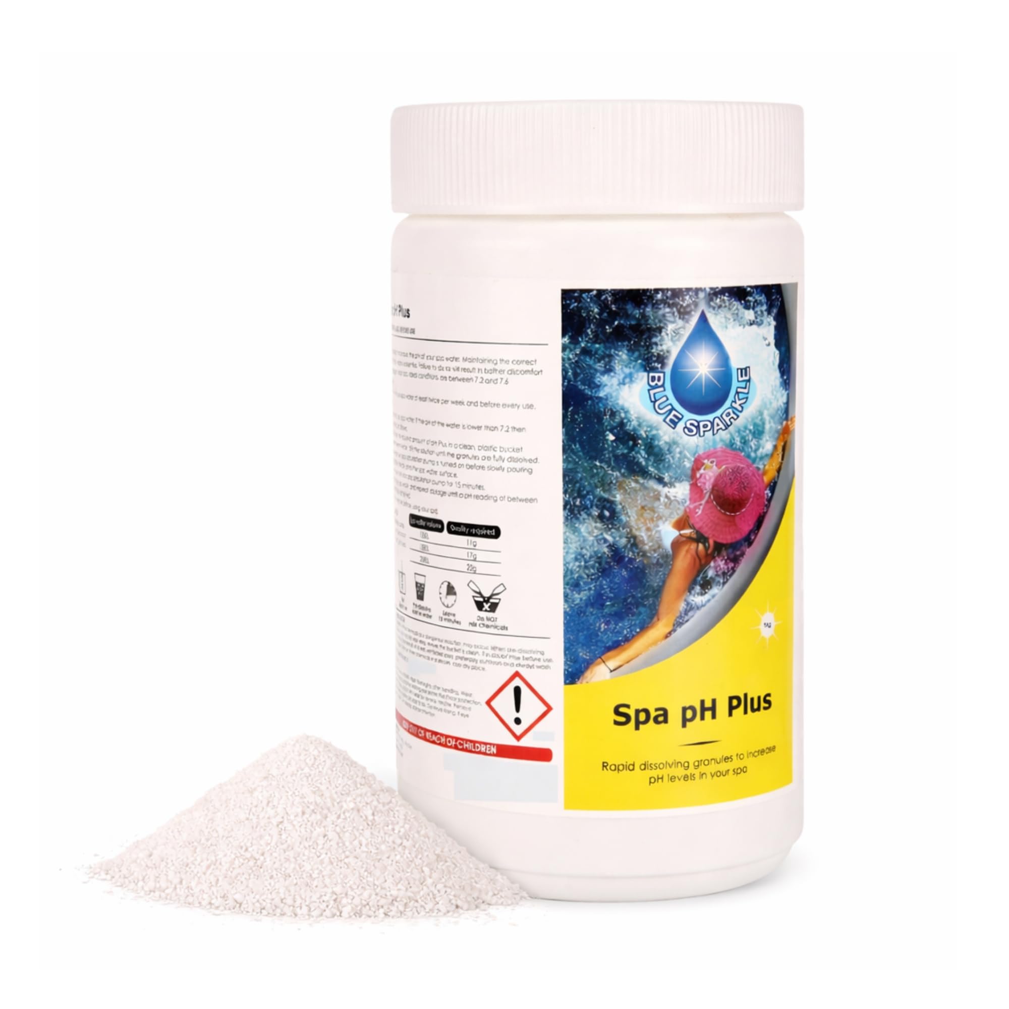1 kg pH Plus Increaser Granules for Hot Tubs and Swimming Pools, pH Level Booster for Spa and Pool Water Balance, Improves Water Quality, Supports Chlorine Effectiveness and Comfortable Bathing