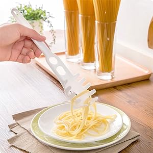 Daycount Spaghetti Server Measuring Tool Noodle Serving Spoon Egg Yolks separator Drains, Plastic Multipurpose Kitchen Utensils