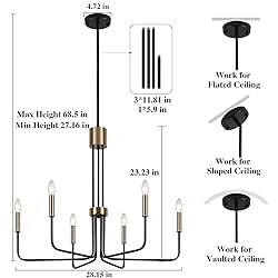 ZemSum 6-Light Modern Farmhouse Chandelier, Black