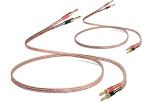 WFPOWER Speaker Cables with Gold Plated Banana Plugs, 2 X 13FT Audiophile Grade 13AWG Speaker Wire with Banana Plugs, Flexibl