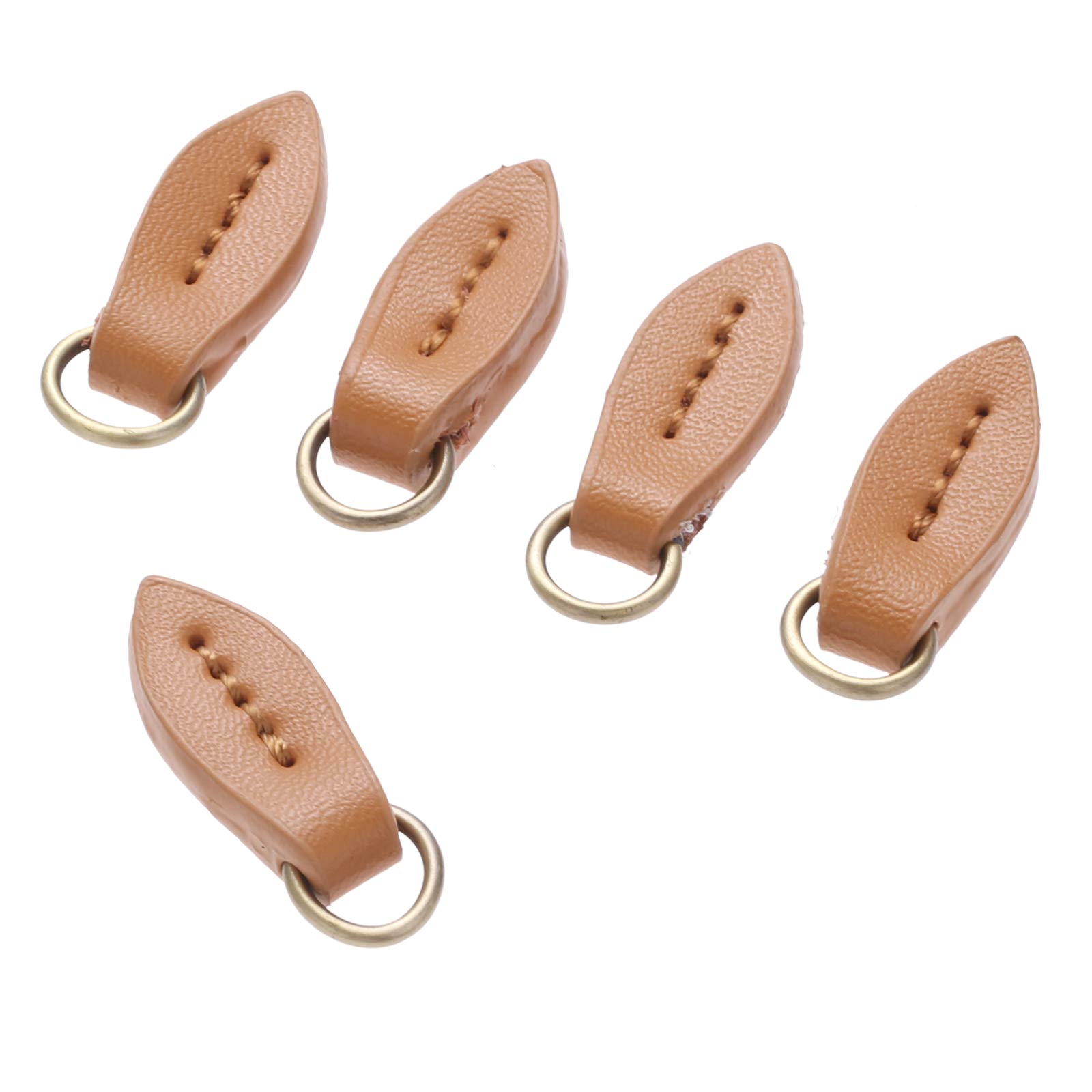 Leather Zip Puller Leaf Shape Leather Zipper Tags Fixer Pull Replacement Zipper Heads Leather Zip Pendant Puller for Luggage Handbags Bags, Trouser Bag Replacement, Broken Jacket Repair, Brown