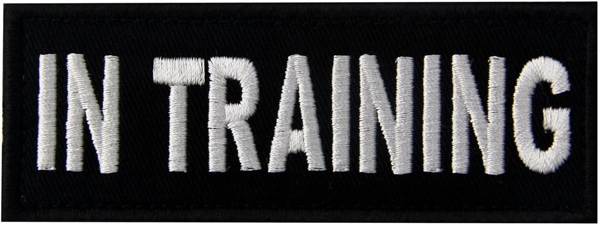 in Training Service Animal Vests/Harnesses Emblem Embroidered Fastener Hook & Loop Patch, 4 X 1.5 Inch, Mittel