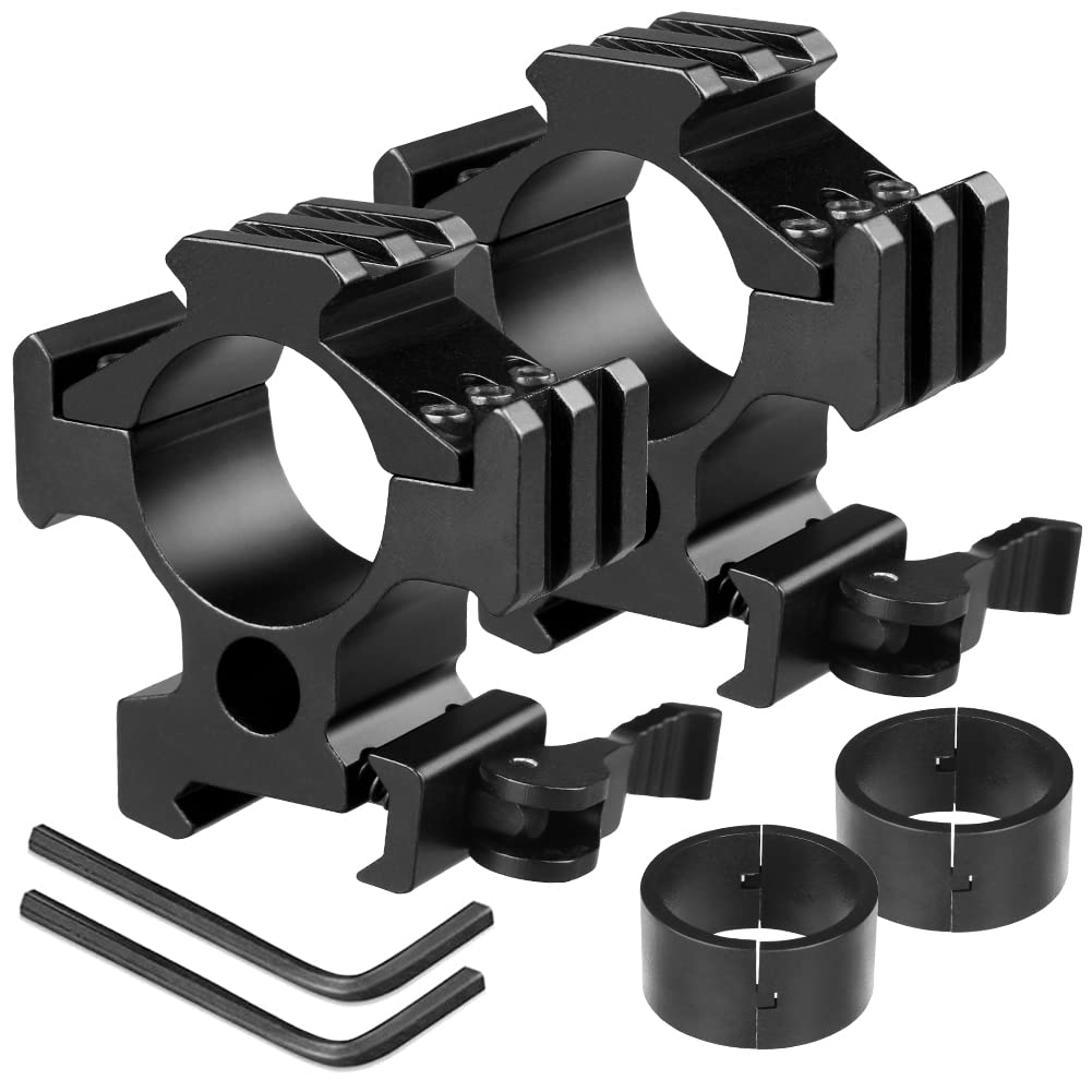 KEENZO 2 Pcs Scope Rings, High Profile 1 Inch 25.4mm / 30mm Rifle Scope Rings,Scope Mount Rings Universal Barrel Scope Mount fits 20mm Rail (KC15_Triple Side Rail)