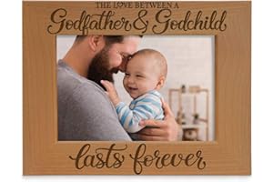 KATE POSH The Love between a Godfather and Godchild is Forever. Baptism Gifts, Gifts from Goddaughter, from Godson on my Baptism Day. Engraved Natural Wood Picture Frame (4x6-Horizontal)