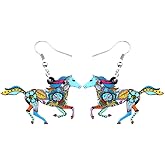 WEVENI Dainty Acrylic Running Horse Earrings Dangle Cute Pony Derby Earrings Jewelry for Women Accessories Gifts