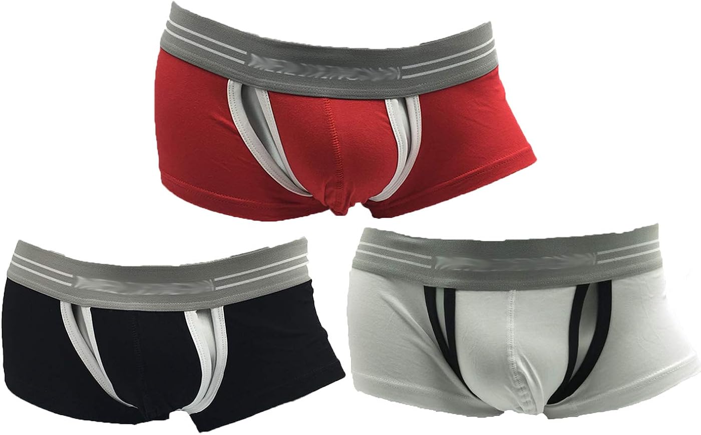 Nebesheii Men's Sexy Open Front Underwear,Men's Boxer Brief Breathable