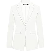 MINTLIMIT Womens One Button Suit Jacket Notched Lapel Long Sleeve Blazer Suit Cardigan Formal Events Work Office,L,White