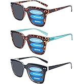 COJWIS 3-Pack Progressive Multifocus Reading Sunglasses for Women Men UV Protection Trifocal Sun Readers with Spring Hinge (3 MIX, 2.50, multiplier_x)