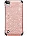 BENTOBEN Compatible with LG Tribute HD Case, LG X Style Case, LG Volt 3 Case,Slim Hybrid Soft Rubber Hard Cover Sparkly PU Leather Protective Case for LG Tribute HD/X Style/Volt 3/LS676,Rose Gold
