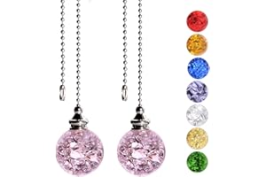 SUR-CIEL 2PCS Ceiling Fan Pull Chain, Ceiling Fan Pull Chain Extender, Pull Chains for Ceiling Fans and Lights, Light Pull Chain Extension with 21 Inches Ball Beaded Pull Chain, Pink