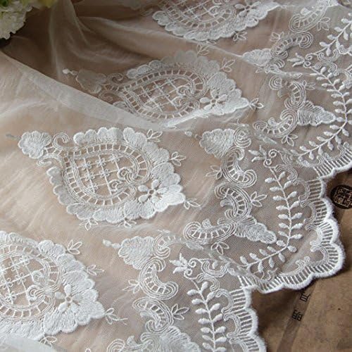 12 inches Width Royal Vintage Floral Embroidery Lace Fabric Trim by The Yard