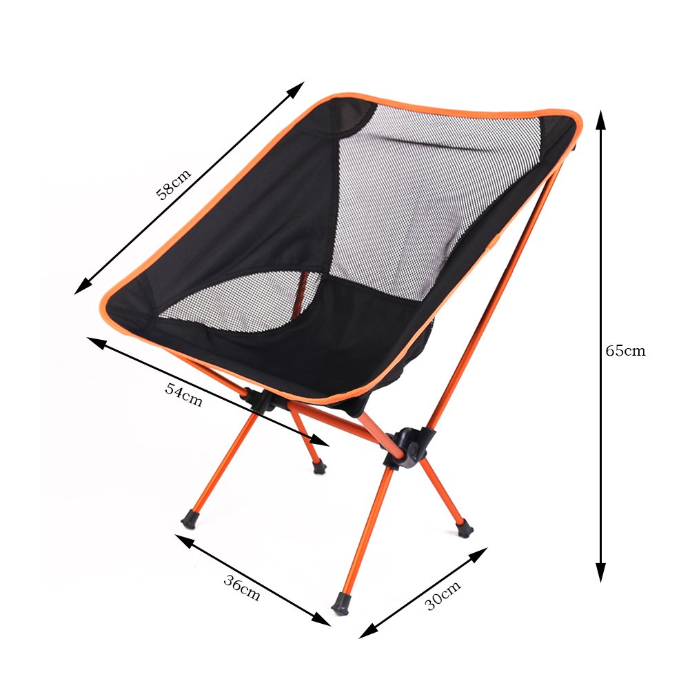 LUOLAX Portable Camping Backpacking Chairs, Folding Steel Chairs for Hiking Fishing Outdoor Bicycling BBQ Beach (Orange)