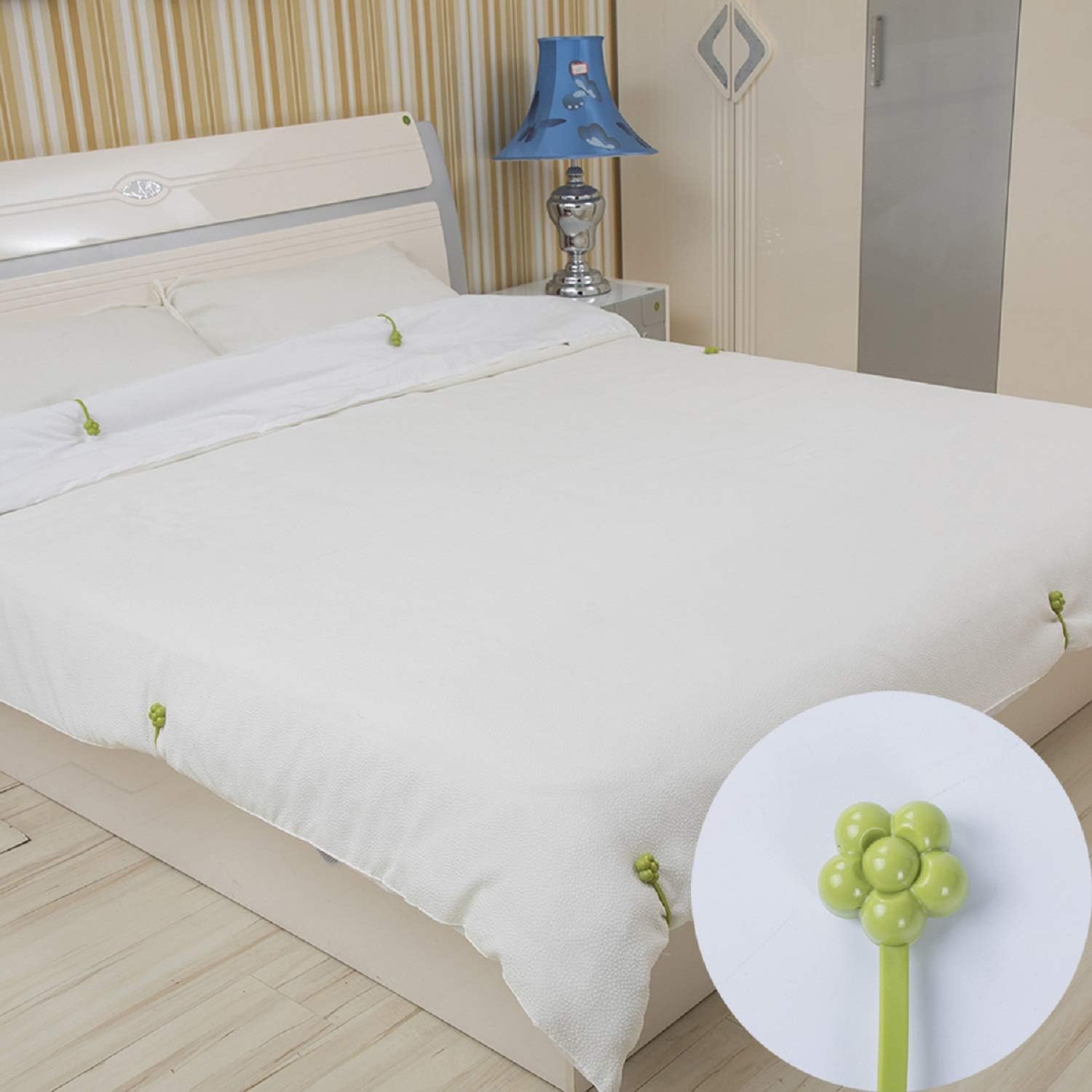 NSKER Duvet Clips - Much durable safter than the Traditional Bedding Pins - Could be used as Duvet Donuts duvet fasteners Comforter Pins Curtains Pins or to secure sofa covers (One bed need 8 sets)