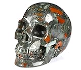 Skullis 5.0" African Bloodstone Crystal Skull, Hand