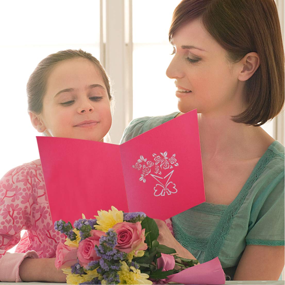 Tongcloud Pop Up 3D Card,3D Greeting Cards,Mother’s Day Cards,Red Rose Bouquet Pop Up Cards with Envelope Sticker for Birthday, Wedding, Thank You