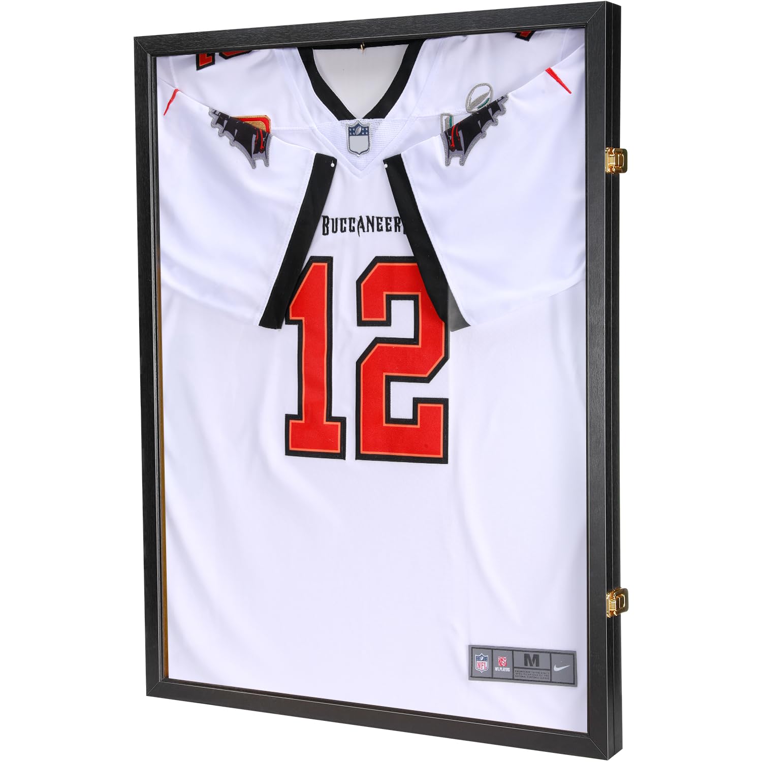 GUTAG Jersey Wooden Frame Display Case -Shadow Box with 98% UV Protection Acrylic and Hanger for Baseball Basketball Football Hockey Sport Shirt and Uniform Gifts for Men(Black, 1 Pack) Image