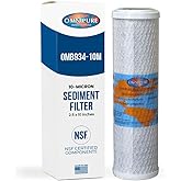 Omnipure OMB934-10M Carbon Block Water Filter, 10-Micron Cartridge Fits Standard 10-Inch Housings 2.5 x 10 Inches, Chlorine, Taste & Odor Reduction, Certified to NSF Standard 42