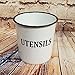 Vintage White Enamel Utensil Canister Jar Farmhouse Decor