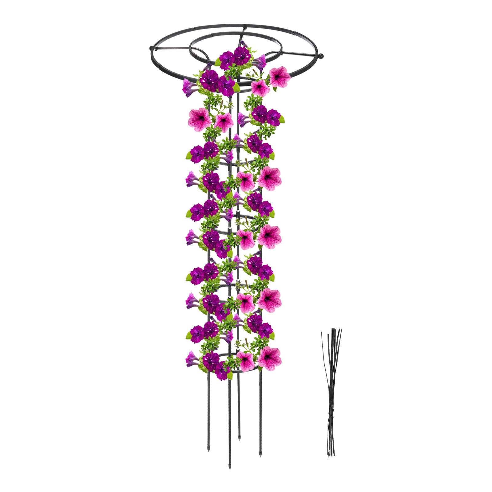 PATIKIL Garden Trellis for Climbing Plants Outdoor, 180cm Vertical Metal Umbrella Plant Trellis Tower Frame for Vine Vegetable Fruit Flower Support Indoor,Black
