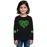 COMIZI St Patricks Day Shirt Toddler Boys Girls Love Heart Irish Shamrock Long Sleeve Kids Green Clover Tops 3-7 Years
