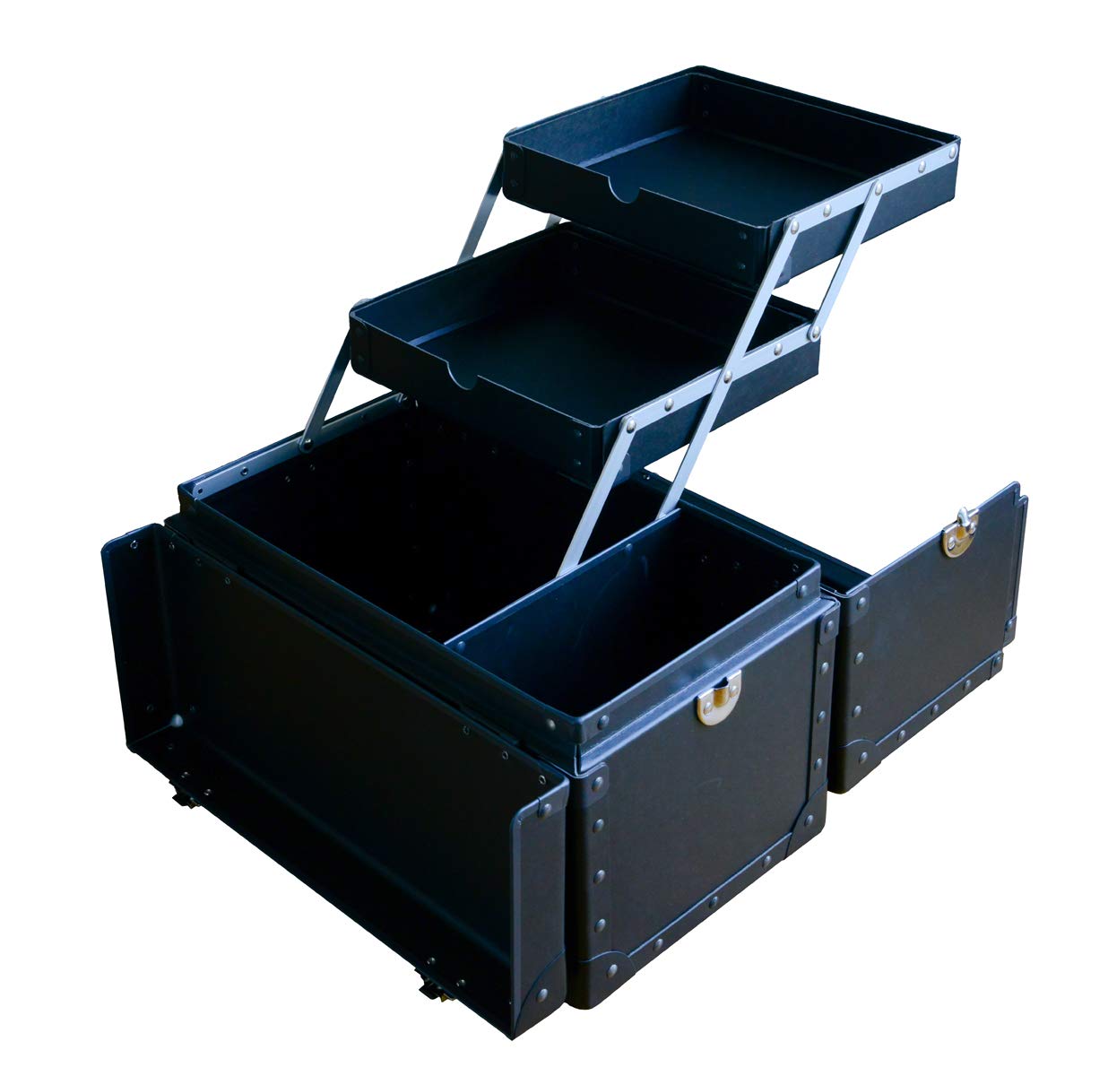 年間ランキング6年連続受賞 メイクボックス コスメボックス Mサイズ グリーン プロ用 ツール 収納 軽量 大容量 B07p8yv8jj 日本製 職人手作り ヴォヤージュデザイン 全7色 グラスマーブル正規品 Vm グリーン B07p8yv8jj ブラック Ll ブラシスタンド付 Ll