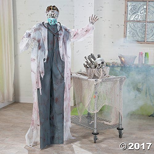 Life Size Evil Skeleton Doctor w/ Flashing Eyes &amp; Sound Hanging Halloween Figure | Outdoor Halloween Decoration