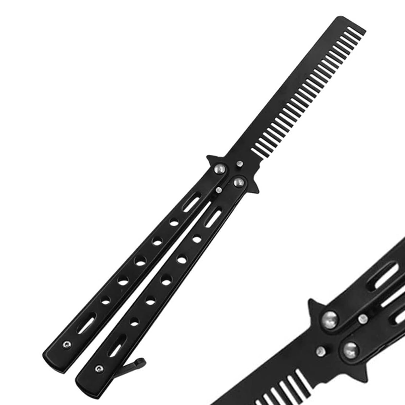 Butterfly Comb, Foldable, Practice Butterfly, Flipping Trick, Stainless Steel, Butterfly Hair Comb for Beginner, Salon Beauty Tool, for Trainer Lover