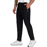 Lunturn Men's Stretch Athletic Fishing Pants Lightweight Cool-Touch Workout Joggers with Zipper Pockets