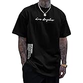 Verdusa Men's Oversized Tops Letter Embroidery Drop Shoulder Tee Top Casual T Shirts