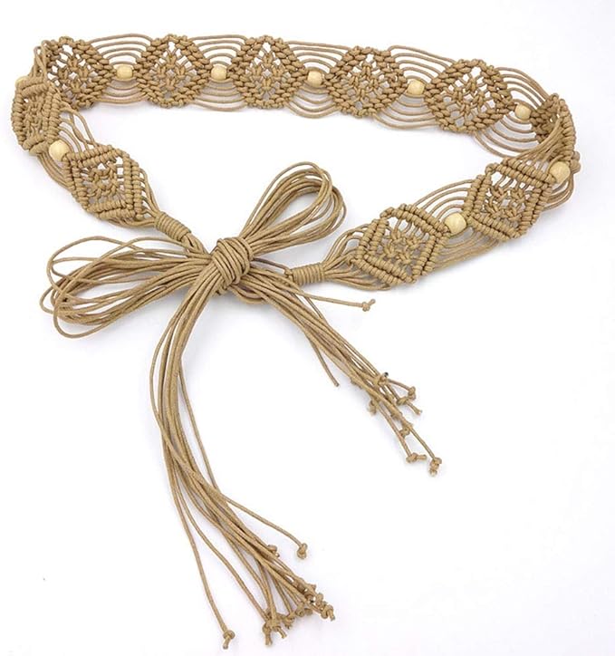 Vintage Wide Belts, Cinch Belts, Skinny 50s Belts Cinlan Womens Bohemian Style Rope Braid Waist Belt  AT vintagedancer.com