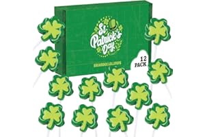 RBBZ PARTY 12 Shamrock Lollipops - St Patricks Day Candy and Party Favors - Irish Candy