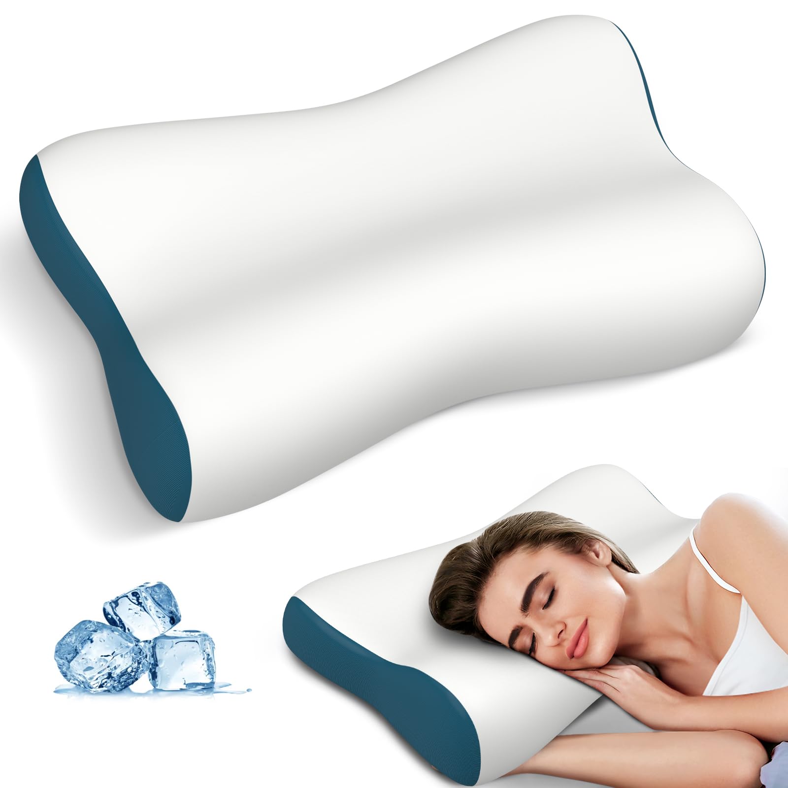 Photo 1 of Cervical Neck Pillow for Pain Relief, Contour Memory Foam Pillows for Sleeping, Ergonomic Pillow Orthopedic Cooling Pillow Bed Pillow Neck Support for Side Back Stomach Sleepers