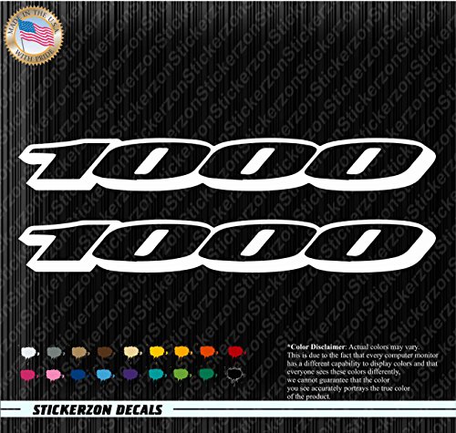 2 X 1000 Decals White Vinyl Stickers Suzuki GSX-R Stickers two GSXR PAIR 1" X 8"