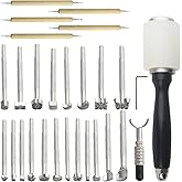 WMYCONGCONG 27 PCS Leather Stamping Tools Leather Carving Working Saddle Making Tools DIY Leather Craft Stamps Set Hammer Swivel Knife for Leather Craft DIY