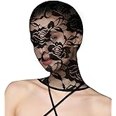 YASOKEZO Womens Lace Mask Full Face Mask Masquerade Party Hollow Out See Through Lace Hood