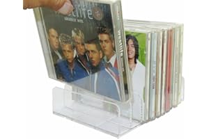 Pmsanzay DVD Storage Box - Clear Acrylic - Stackable DVD and CD Holder, CD Display Rack CD Organizer Stand - Holds up to 14 Standard CD Cases for Media Shelf Storage and Organization - No DVD