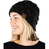 Funky Junque Confetti Knit Beanie for Women – Colorful Slouchy Cute Beanies, Cable Knitted Womens Winter Hats, Cozy Fashion