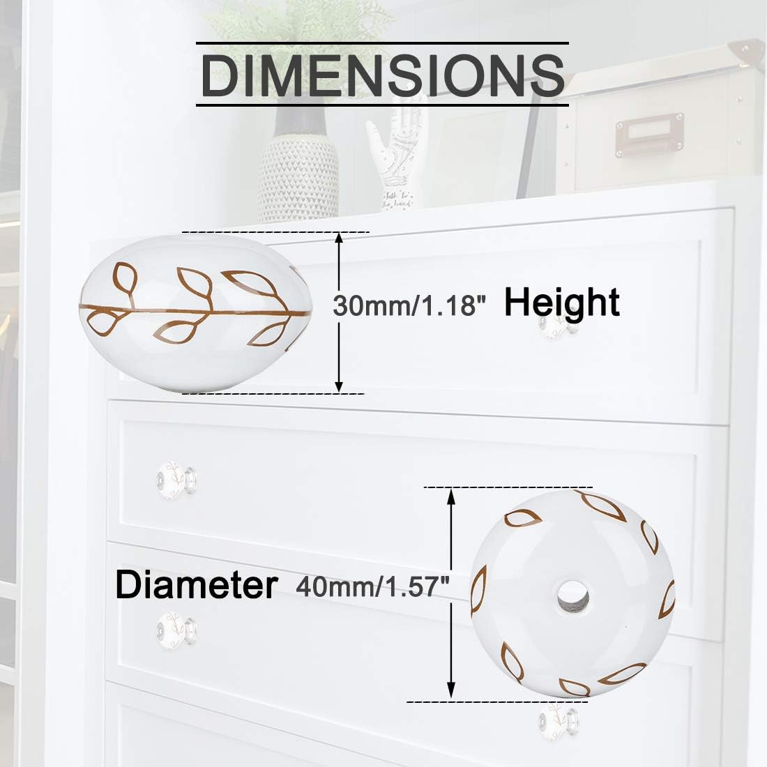 Set Di 6 Maniglie Per Mobili In Ceramica E Lega Di Zinco - Effetto Craquelé, Foro 96 Mm, 145x21x33 Mm, Con Viti - 4