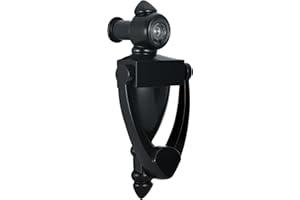 HOMOTEK Door Knocker with 180 Degree Peephole Viewer, Zinc Die-Cast Construction 5 Inch Height for Front Door Security, Black, 1 Pack