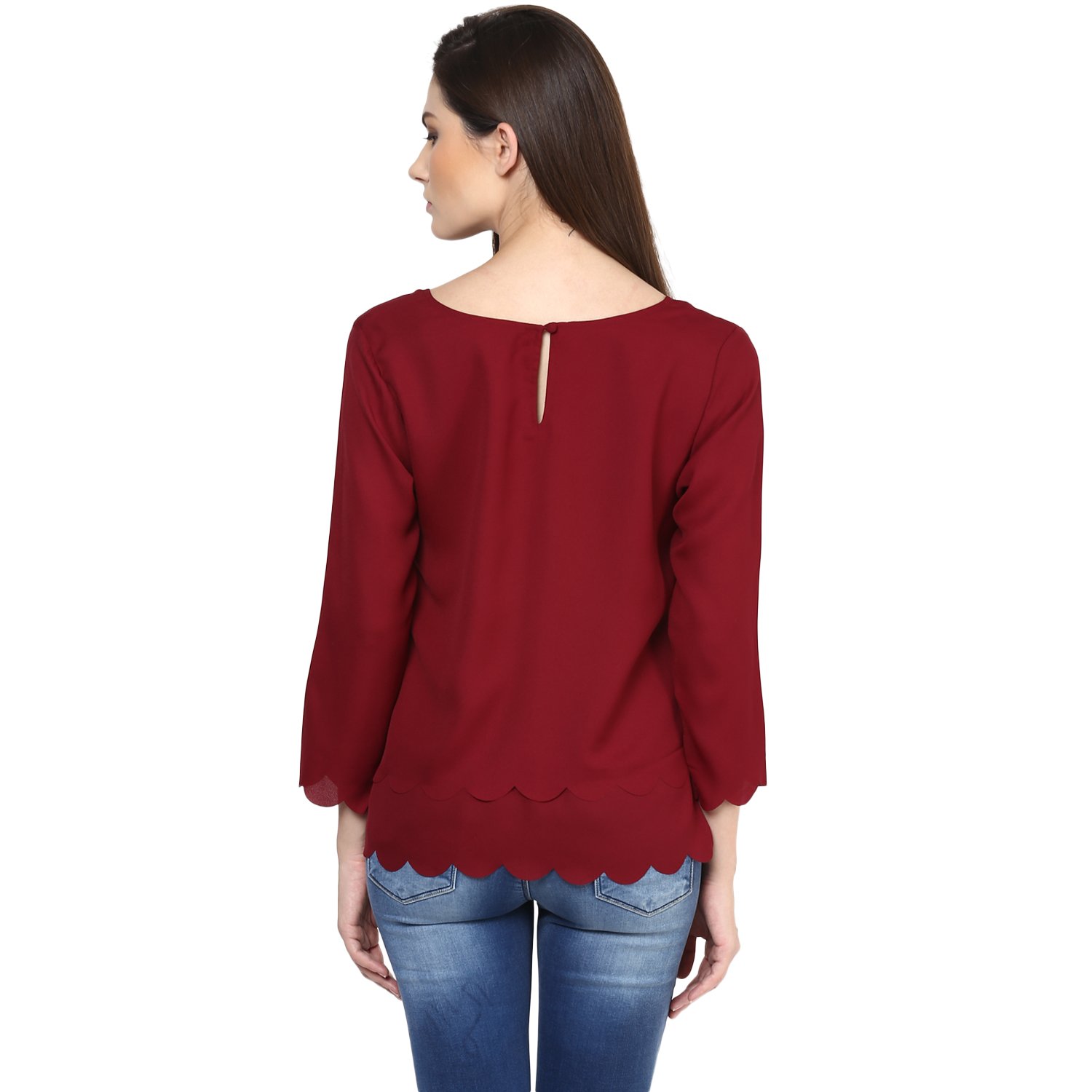 rare women maroon georgette top (ep1058a)