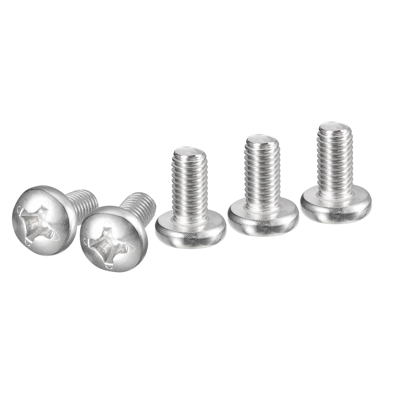 DTGN M8x16mm Pan Head Machine Screws, 10Pcs 304 Stainless Steel, Phillips Drive, Metric Coarse Full Thread, Bright Finish, Screws Bolts Kit