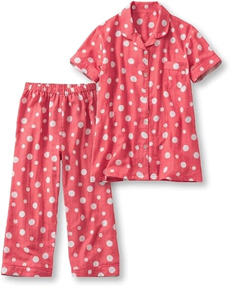 Amazon Nissen ニッセン パジャマ ルームウェアセット 大きいサイズ 綿１００ ダブルガーゼパジャマ ピンク系ドット柄 L レディース パジャマ ルームウェアセット 通販
