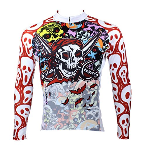 KMFEEL Multi Color Skull Men Sports Long Sleeve Cycling Jersey XX-Large